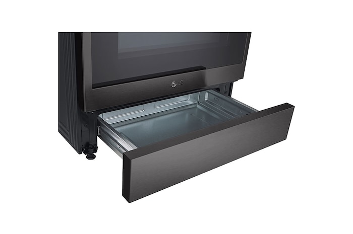 LG 30" Elec. 6.3 cu ft. Range | Probake Convection, Air Fry, InstaView®, SelfClean, EasyClean®& Smart, Black Stainless, Slide-in, LSEL6335D