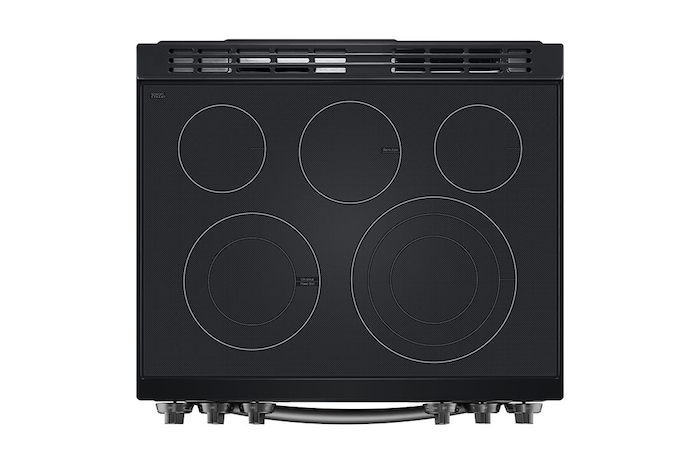 LG 30" Elec. 6.3 cu ft. Range | Probake Convection, Air Fry, InstaView®, SelfClean, EasyClean®& Smart, Black Stainless, Slide-in, LSEL6335D