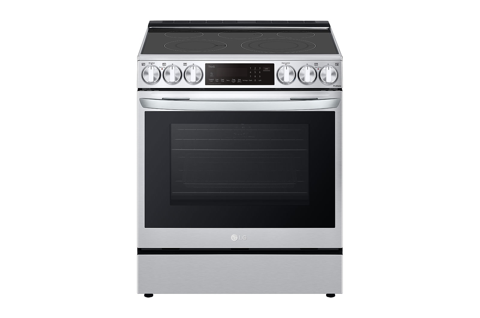 Front view of 6.3 cu ft. Smart Wi-Fi Enabled ProBake Convection® InstaView™ Electric Slide-in Range with Air Fry LSEL6335F