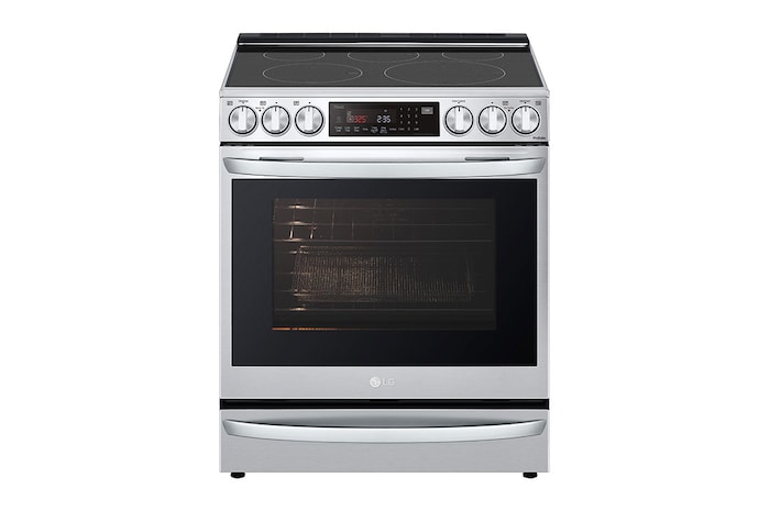 LG 30" Elec. 6.3 cu ft. Range | Probake Convection, Air Sous-Vide, Air Fry, InstaView®, SelfClean, EasyClean®& Smart, Stainless, Slide-in, LSEL6337F