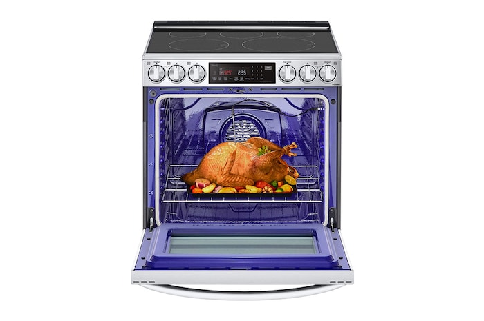 LG 30" Elec. 6.3 cu ft. Range | Probake Convection, Air Sous-Vide, Air Fry, InstaView®, SelfClean, EasyClean®& Smart, Stainless, Slide-in, LSEL6337F