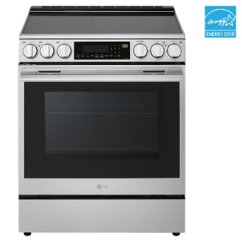 Front view of 30" Elec. 6.3 cu. ft. Range | Probake Convection, Air Sous-Vide, Air Fry, InstaView<sup>®</sup>, SelfClean, EasyClean<sup>®</sup>& Smart, Stainless, Slide-in LSEL6337XE