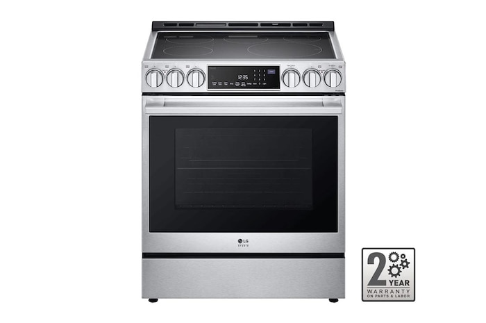 LG STUDIO 30" Elec. 6.3 cu ft. Range | Probake Convection, Air Sous-Vide, Air Fry, SelfClean, EasyClean®& Smart, Stainless, Slide-in, LSES6338F