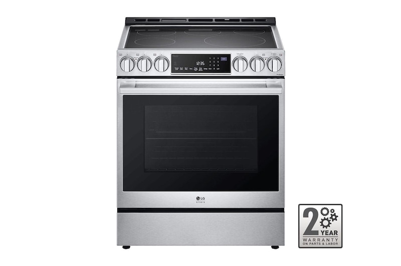 LG STUDIO 30" Elec. 6.3 cu ft. Range | Probake Convection, Air Sous-Vide, Air Fry, SelfClean, EasyClean®& Smart, Stainless, Slide-in, LSES6338F