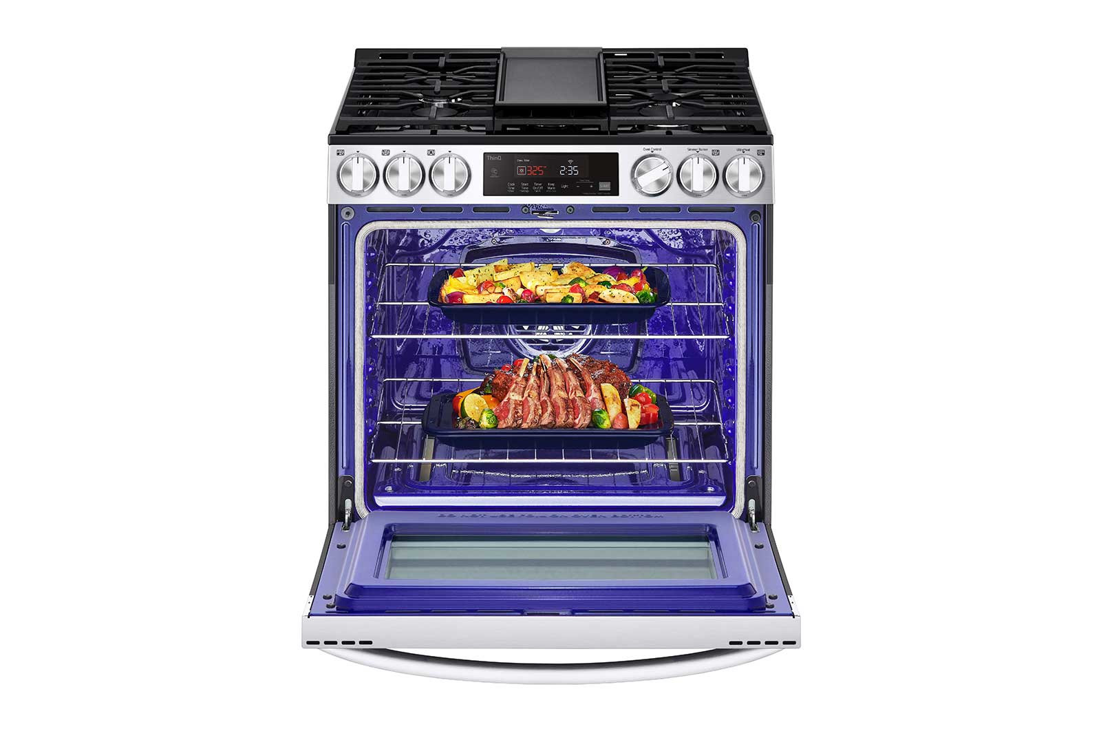 LG 5.8 cu ft. Smart Wi-Fi Enabled Fan Convection Gas Slide-in Range with Air Fry & EasyClean®, LSGL5833F