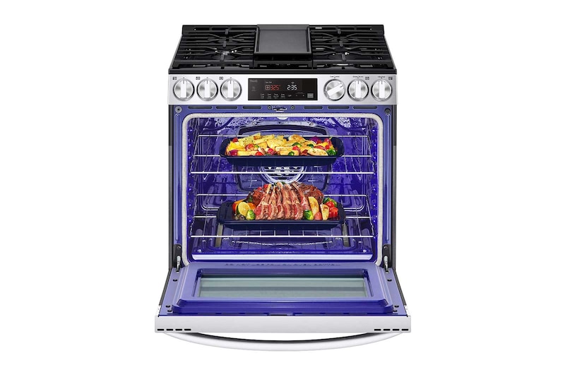 LG 5.8 cu ft. Smart Wi-Fi Enabled Fan Convection Gas Slide-in Range with Air Fry & EasyClean®, LSGL5833F