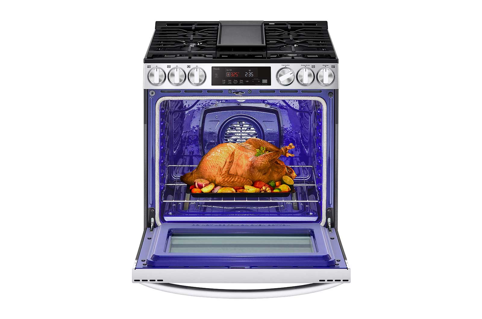 LG 5.8 cu ft. Smart Wi-Fi Enabled Fan Convection Gas Slide-in Range with Air Fry & EasyClean®, LSGL5833F