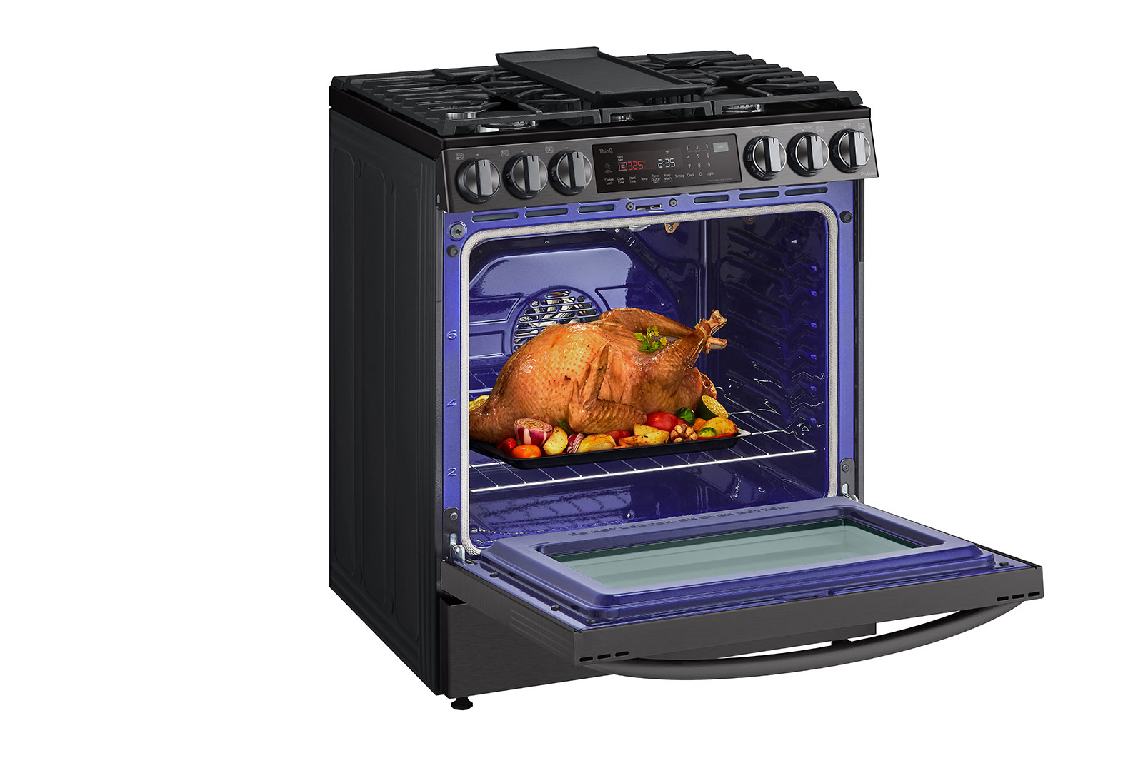 LG 6.3 cu ft. Smart Wi-Fi Enabled ProBake Convection® InstaView™ Gas Slide-in Range with AirFry, LSGL6335D