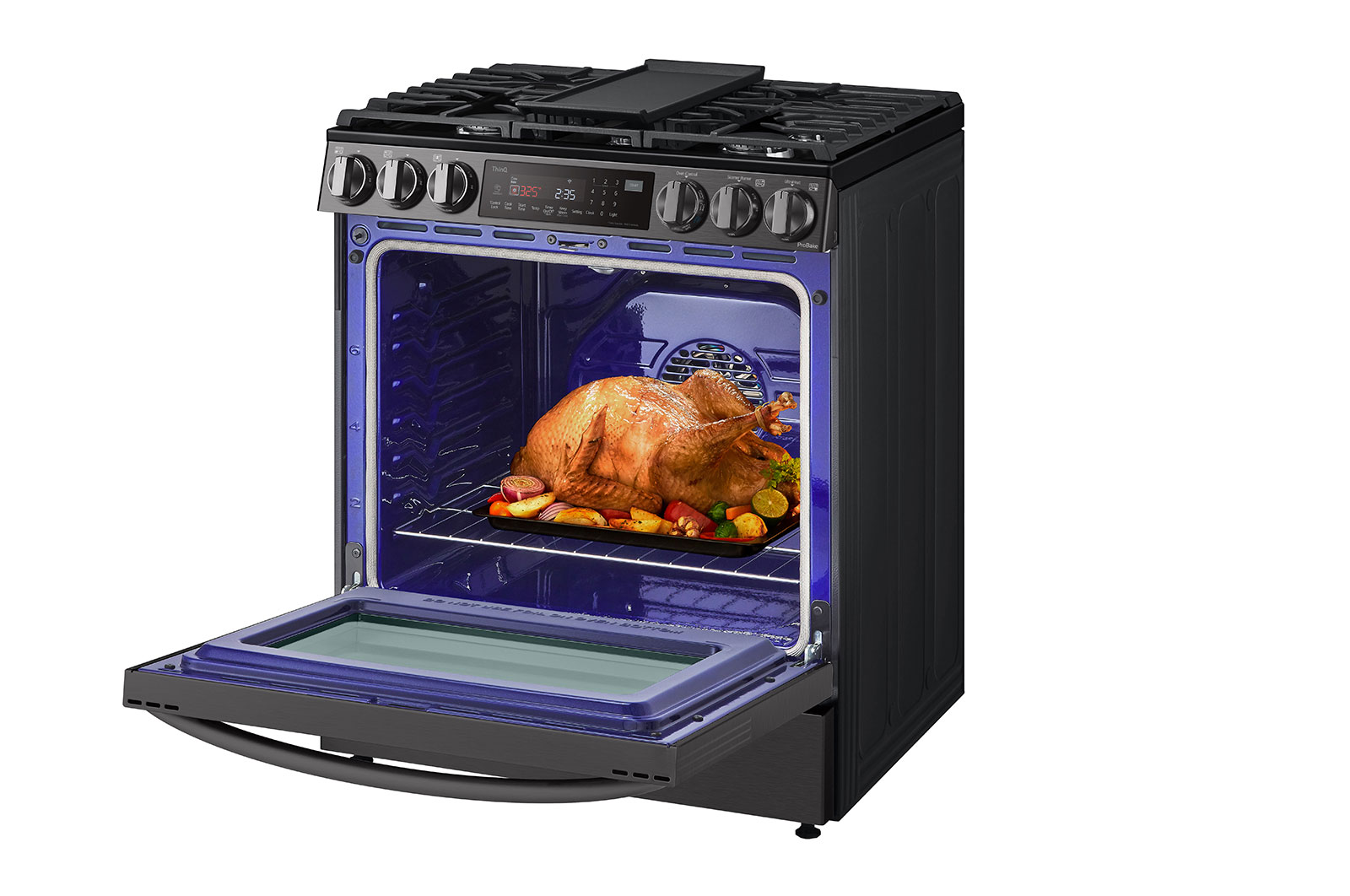 LG 6.3 cu ft. Smart Wi-Fi Enabled ProBake Convection® InstaView™ Gas Slide-in Range with AirFry, LSGL6335D