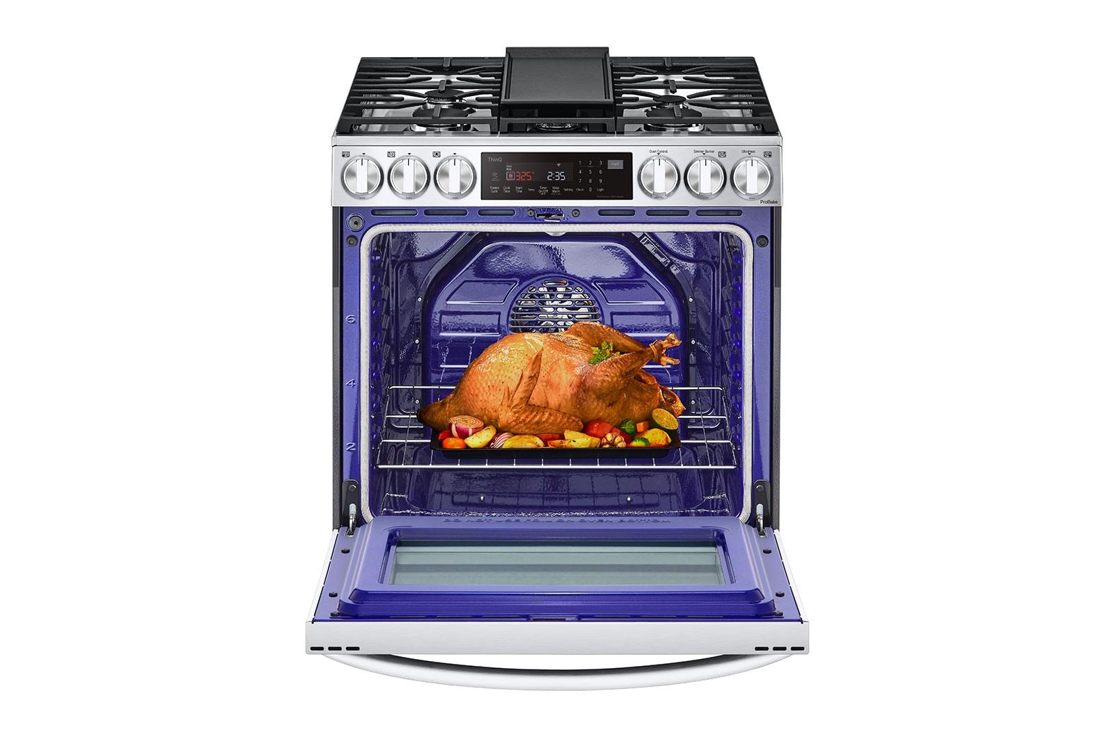 LG 6.3 cu ft. Smart Wi-Fi Enabled ProBake Convection® InstaView™ Gas Slide-in Range with Air Fry, LSGL6335F