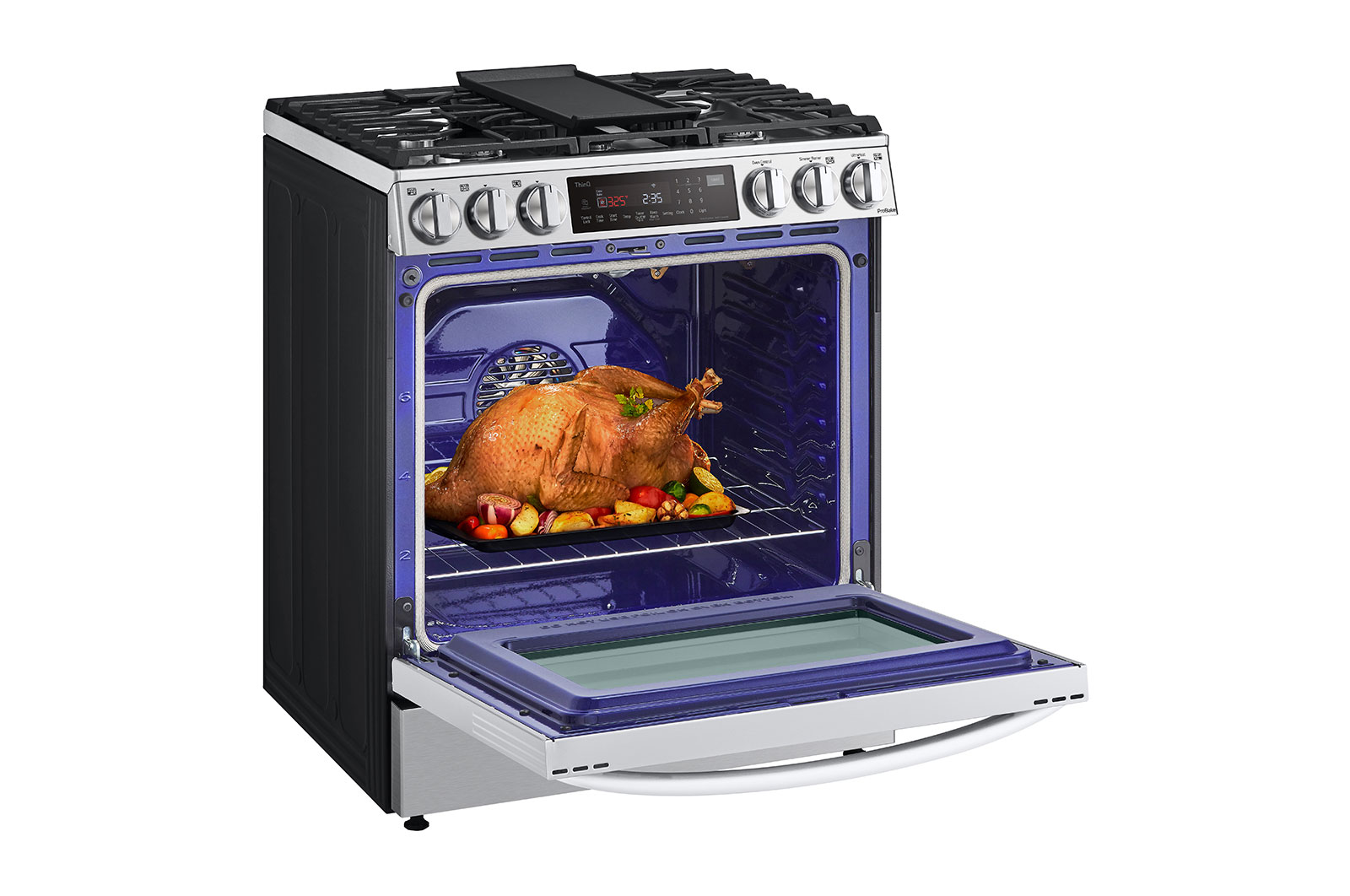 LG 6.3 cu ft. Smart Wi-Fi Enabled ProBake Convection® InstaView™ Gas Slide-in Range with Air Fry, LSGL6335F