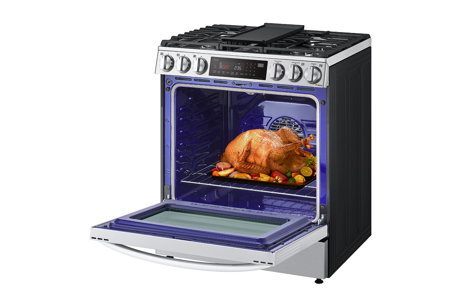 LG 6.3 cu ft. Smart Wi-Fi Enabled ProBake Convection® InstaView™ Gas Slide-in Range with Air Fry, LSGL6335F
