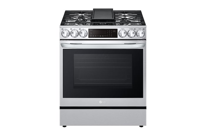 LG 30" Gas 6.3 cu ft. Range | Probake Convection, Air Fry, InstaView®, SelfClean, EasyClean®& Smart, Stainless, Slide-in, LSGL6335F