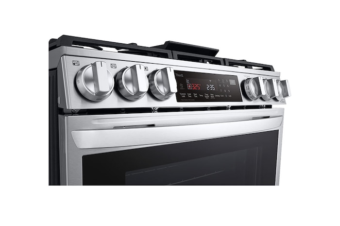 LG 30" Gas 6.3 cu ft. Range | Probake Convection, Air Fry, InstaView®, SelfClean, EasyClean®& Smart, Stainless, Slide-in, LSGL6335F