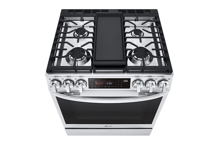 LG 30" Gas 6.3 cu ft. Range | Probake Convection, Air Fry, InstaView®, SelfClean, EasyClean®& Smart, Stainless, Slide-in, LSGL6335F