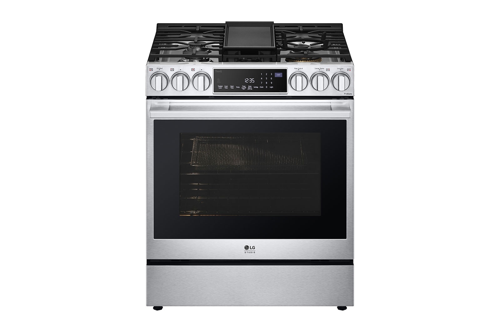 LG ﻿LG STUDIO 6.3 cu. ft. InstaView® Gas Slide-in Range with ProBake Convection® and Air Fry, LSGS6338F