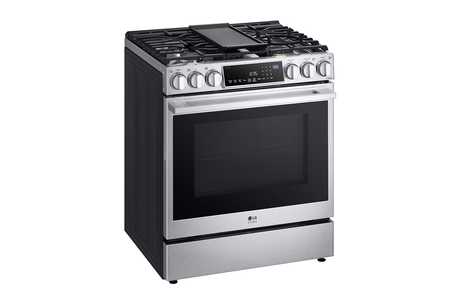 LG ﻿LG STUDIO 6.3 cu. ft. InstaView® Gas Slide-in Range with ProBake Convection® and Air Fry, LSGS6338F