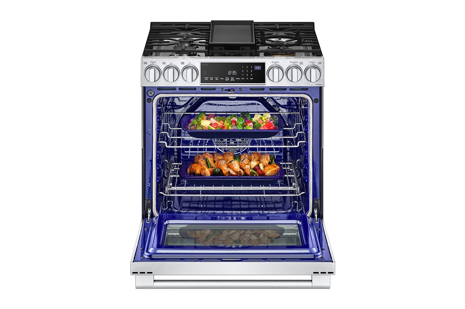 LG ﻿LG STUDIO 6.3 cu. ft. InstaView® Gas Slide-in Range with ProBake Convection® and Air Fry, LSGS6338F