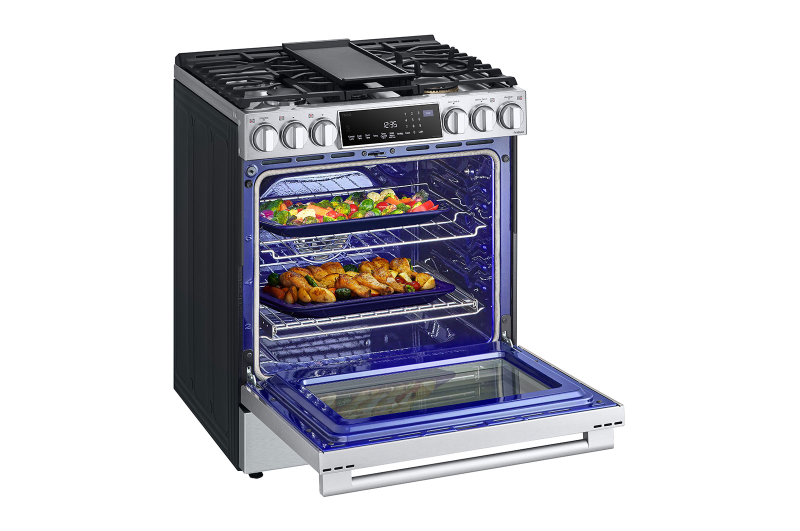 LG ﻿LG STUDIO 6.3 cu. ft. InstaView® Gas Slide-in Range with ProBake Convection® and Air Fry, LSGS6338F