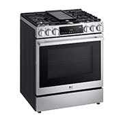 LG ﻿LG STUDIO 6.3 cu. ft. InstaView® Gas Slide-in Range with ProBake Convection® and Air Fry, LSGS6338F