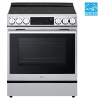 Front view of 30" Induction 6.3 cu ft. Range | Probake Convection, Air Sous-Vide, Air Fry, InstaView®, SelfClean, EasyClean®& Smart, Stainless, Slide-in LSIL6336XE