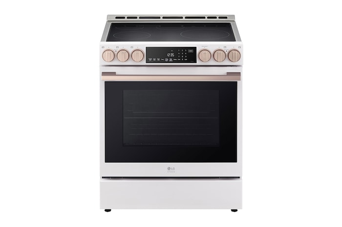 Front view of LG STUDIO 30" Induction 6.3 cu ft. Range | Probake Convection, Air Sous-Vide, Air Fry, SelfClean (LSIS6338NE)