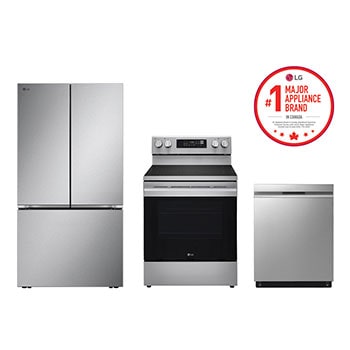 Front view of Kitchen Package with 36" Refrigerator and Electric Free-Standing Range FI25RE3P4S2.KG03002