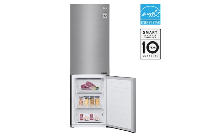 Front view of LG 24" 12 cu.ft. Counter-Depth Bottom Freezer Refrigerator - LBNC12231V
