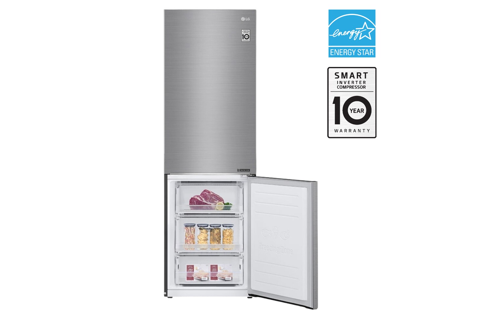 Front view of 24" 12 cu. ft. Counter-Depth Bottom Freezer Refrigerator LBNC12231V