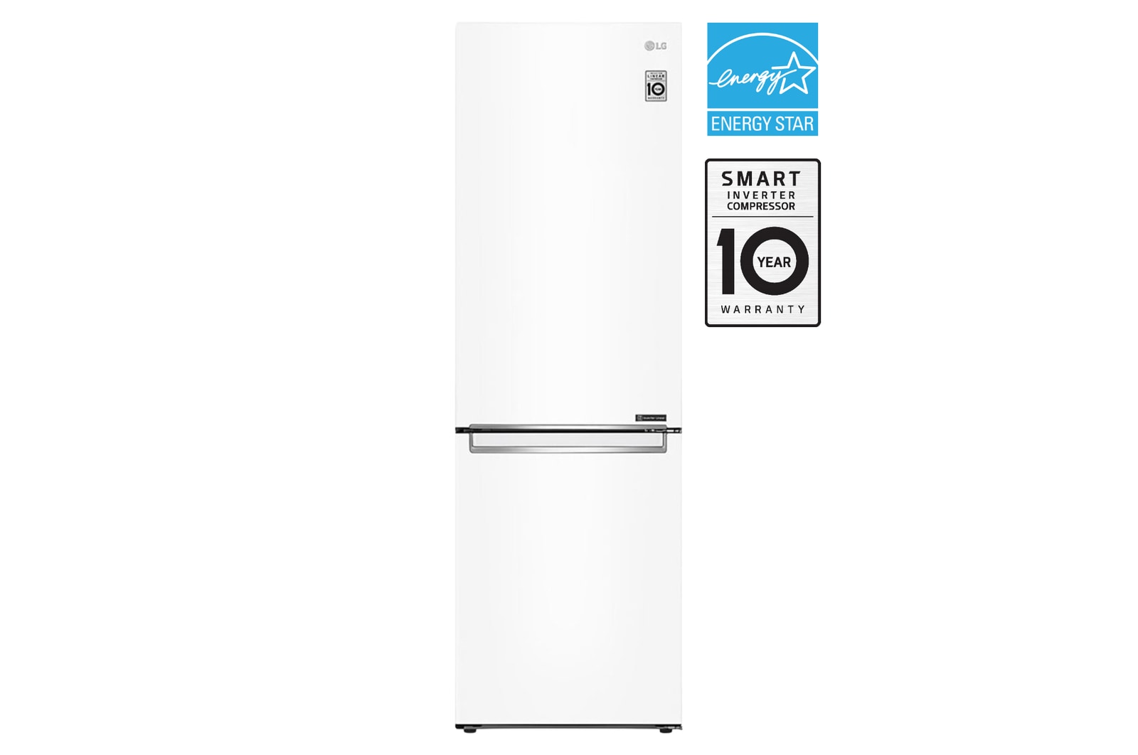 Front view of 24" 12 cu.ft. Counter-Depth Bottom Freezer Refrigerator LBNC12231W