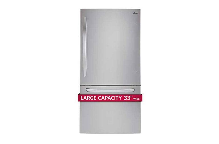 Front view of 33&#34; Large Capacity  Bottom Freezer Refrigerator with Inverter Linear Compressor, 24 cu. ft. LDCS24223S