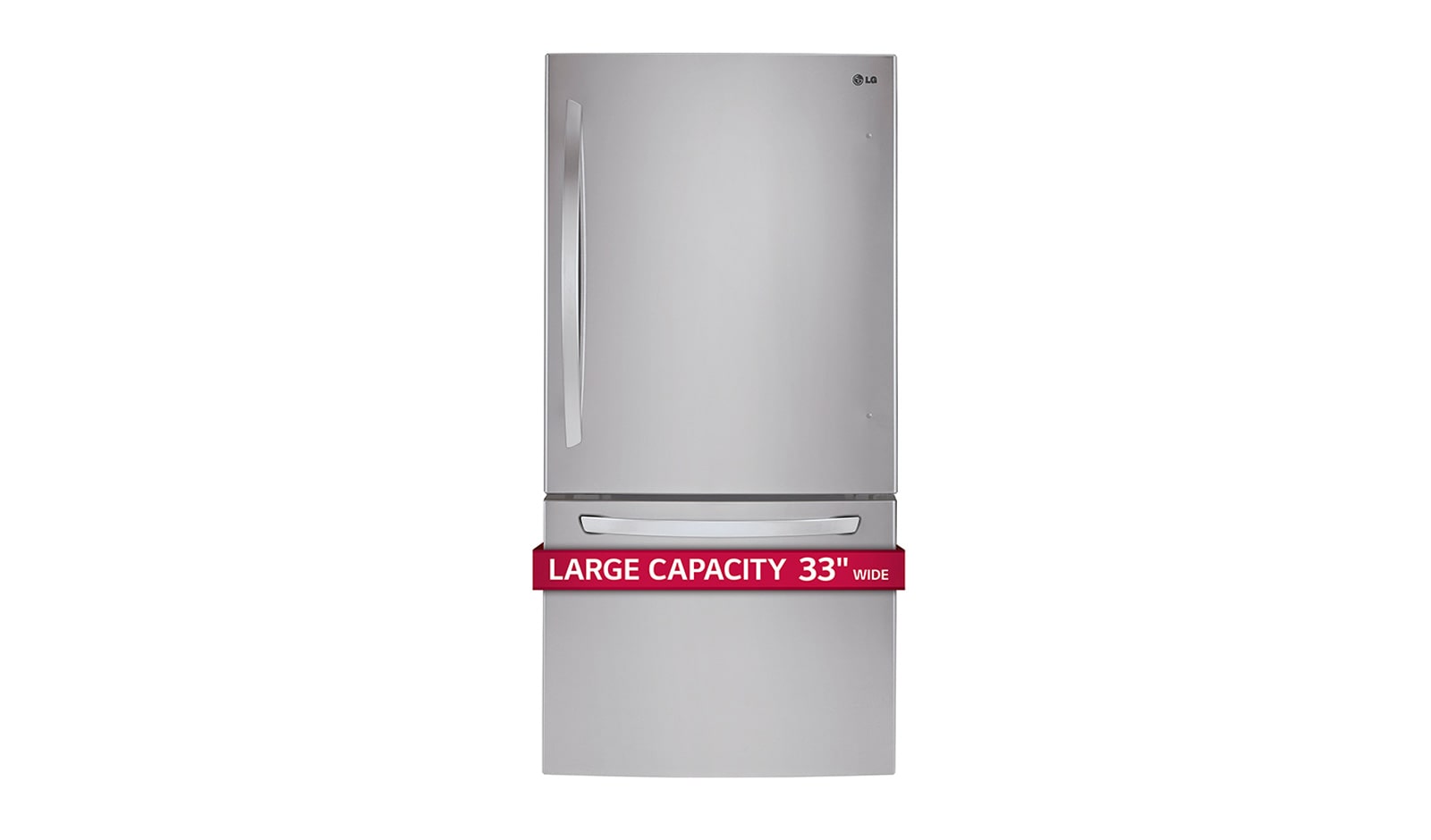 Front view of 33&#34; Large Capacity  Bottom Freezer Refrigerator with Inverter Linear Compressor, 24 cu. ft. LDCS24223S