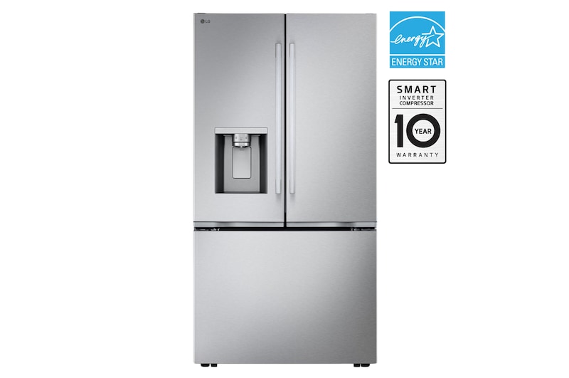 Front view of 36" 24 cu. ft. Zero Clearance™ Counter-Depth MAX® French 3-Door Refrigerator | Ice & Water Dispenser | Dual Ice Maker with Craft Ice® LF24Z6530S