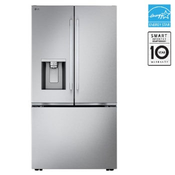 Front view of 36" 24 cu. ft. Zero Clearance™ Counter-Depth MAX® French 3-Door Refrigerator | Ice & Water Dispenser | Dual Ice Maker with Craft Ice® LF24Z6530S