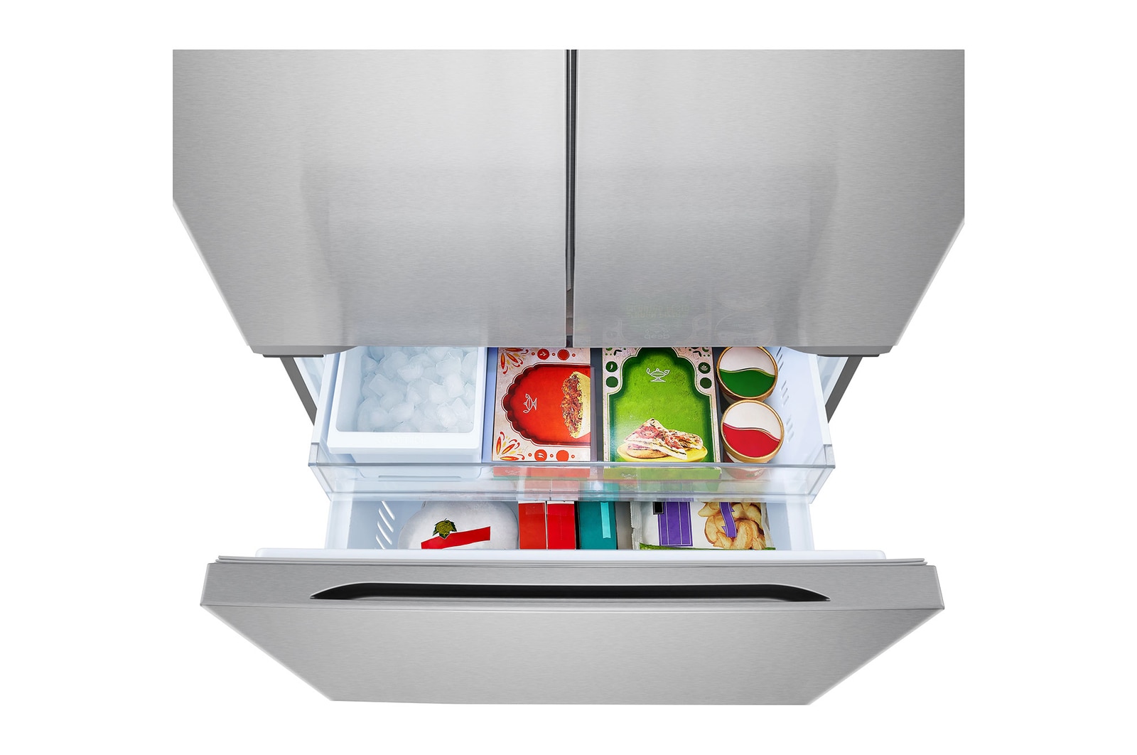 Top Freezer view with Food