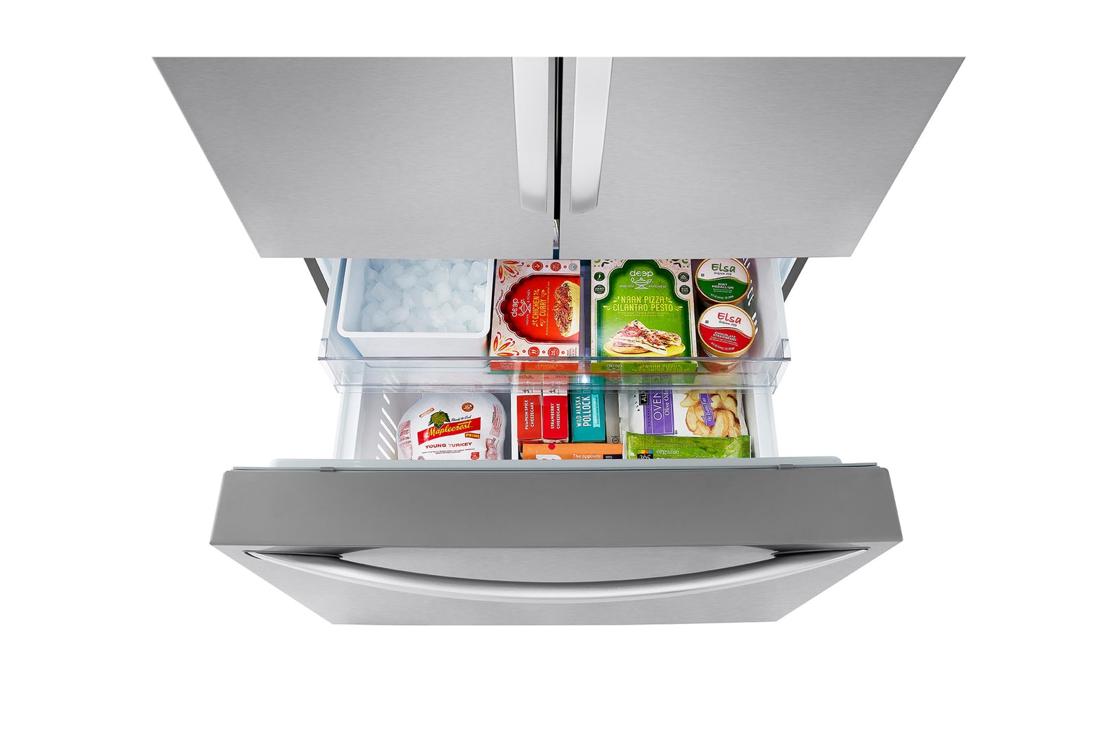 Freezer interior with filled