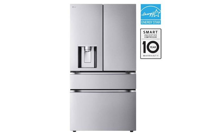 Front view of LG 36" 29 cu.ft. Standard-Depth MAX® French 4-Door Refrigerator | Ice & Water Dispenser | Dual Ice Maker with Full-Convert Drawer® - LF29S8330S