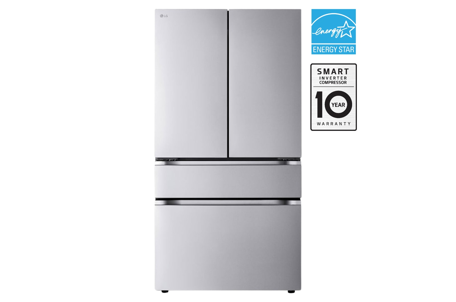 Front view of 36" 30 cu. ft. Standard-Depth MAX® French 4-Door Refrigerator | Internal Water Dispenser | Ice Maker with Full-Convert Drawer® LF30S8210S
