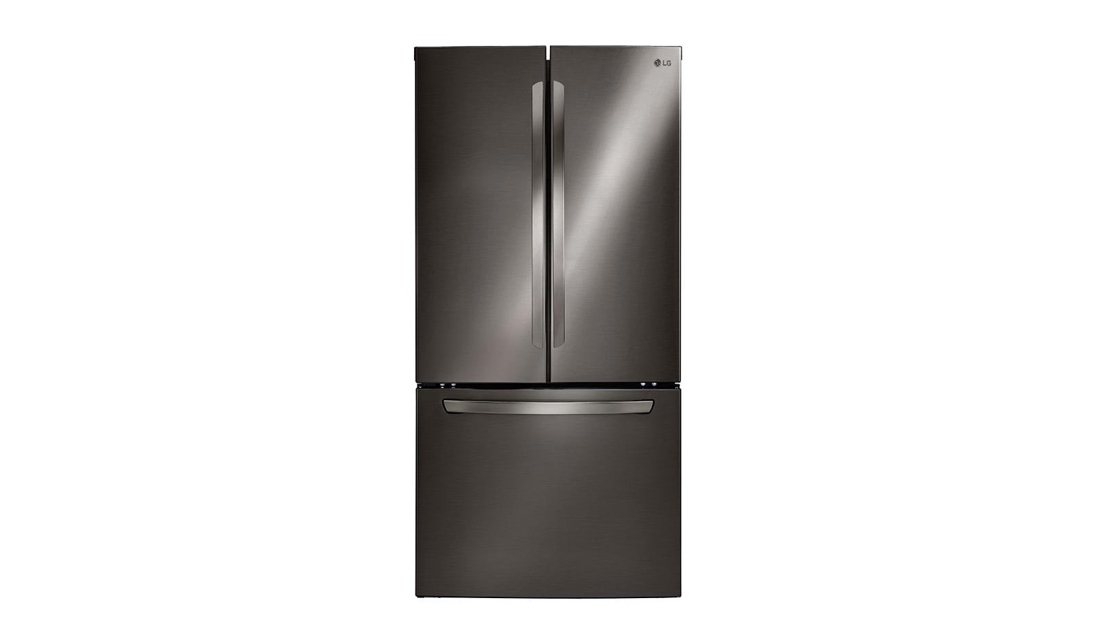 Front view of 33&#34; Black Stainless Steel French Door Refrigerator with Smart Cooling System, 24 cu.ft.  LFC24786SD