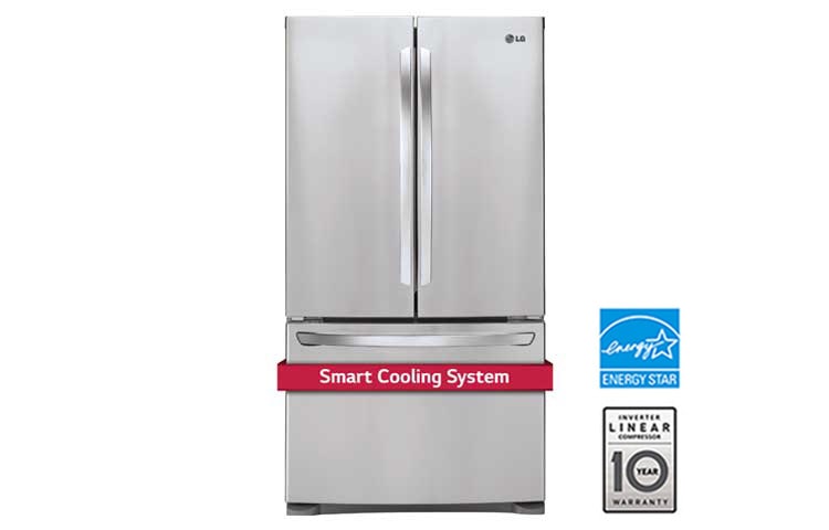 Front view of 36&#34; French Door Refrigerator with Smart Cooling System, 28 cu.ft. LFC28768ST