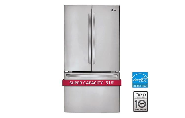 Front view of 36&#34; French Door Super Capacity Refrigerator with Smart Cooling Plus System, 31 cu.ft. LFCS31626S