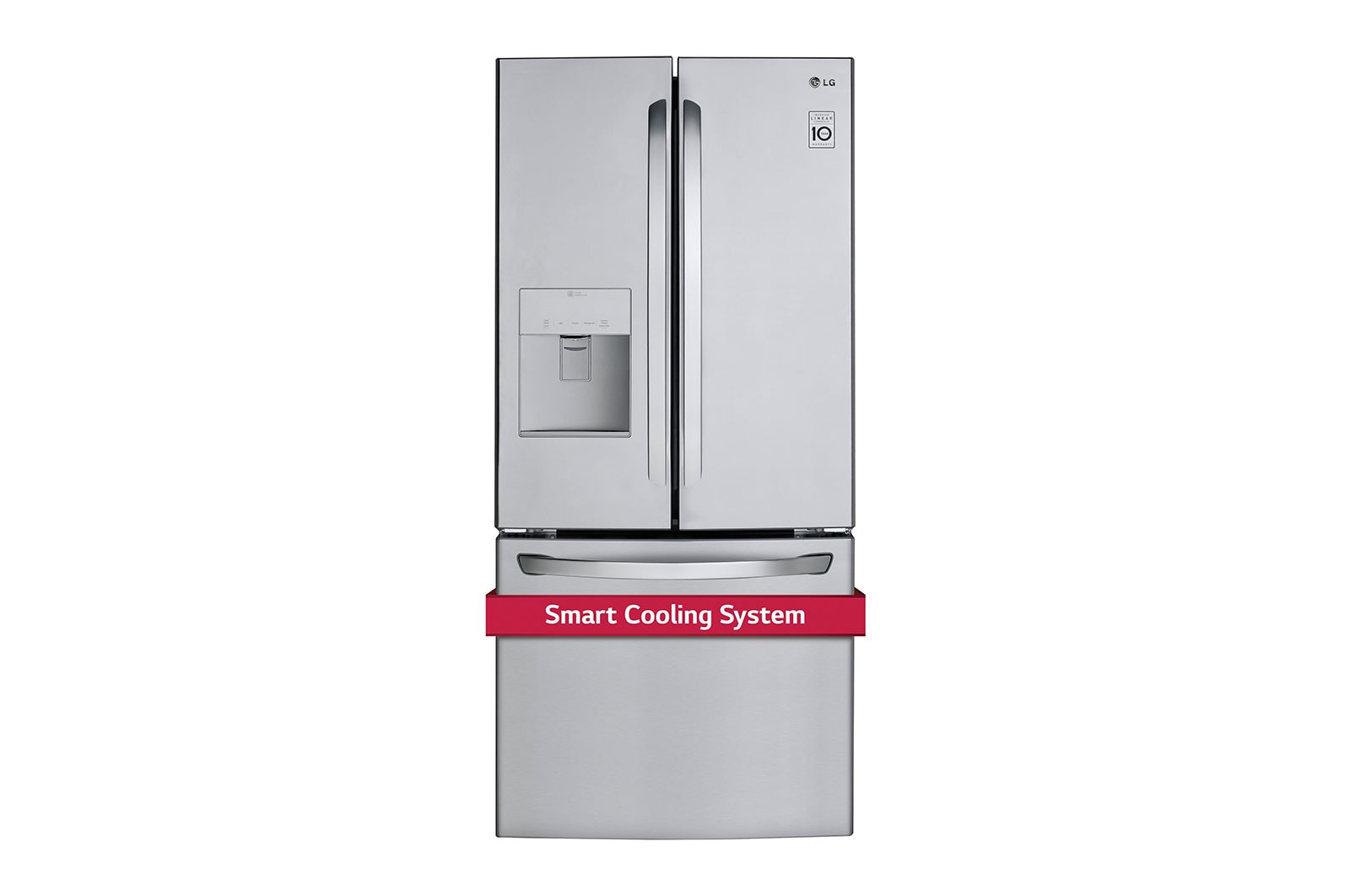 Front view of 30&#34; French Door Refrigerator with Smart Cooling System, 22 cu. Ft. LFD22716ST