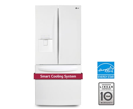 Front view of 30&#34; French Door Refrigerator with Smart Cooling System, 22 cu. Ft. LFD22786SW