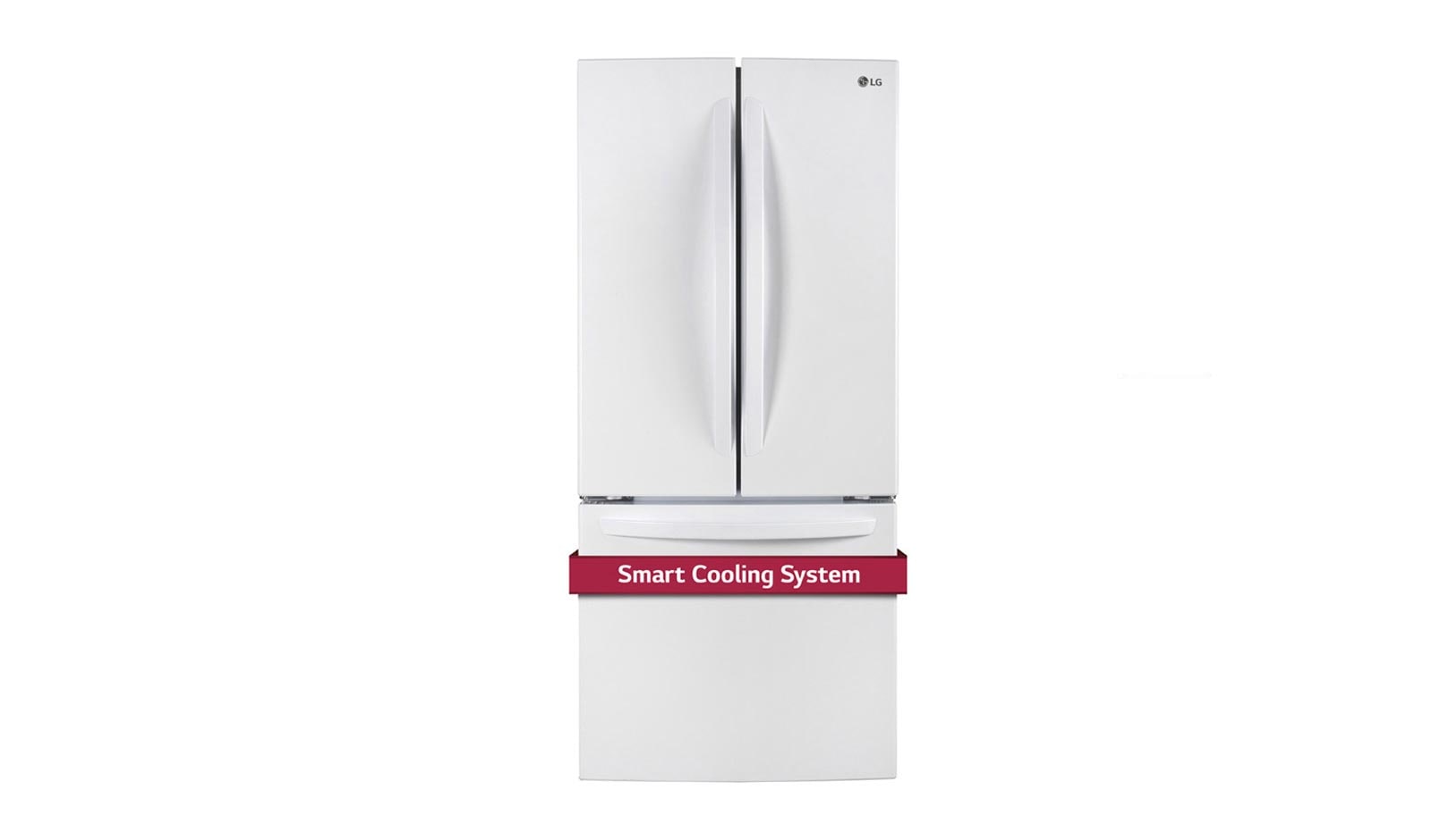 Front view of 30&#34; French Door Refrigerator with Smart Cooling System, 22 cu. Ft. LFNS22520W