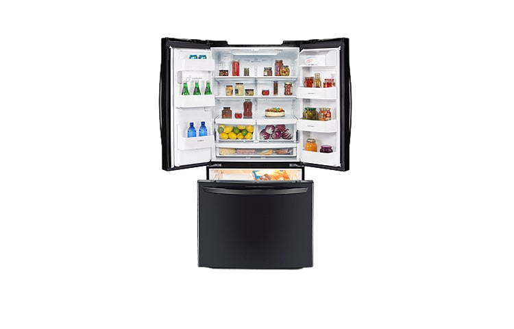 LG 33 Inch, 25 cu.ft. 3-Door French Door Refrigerator with Ice & Water Dispenser, LFX25778SB