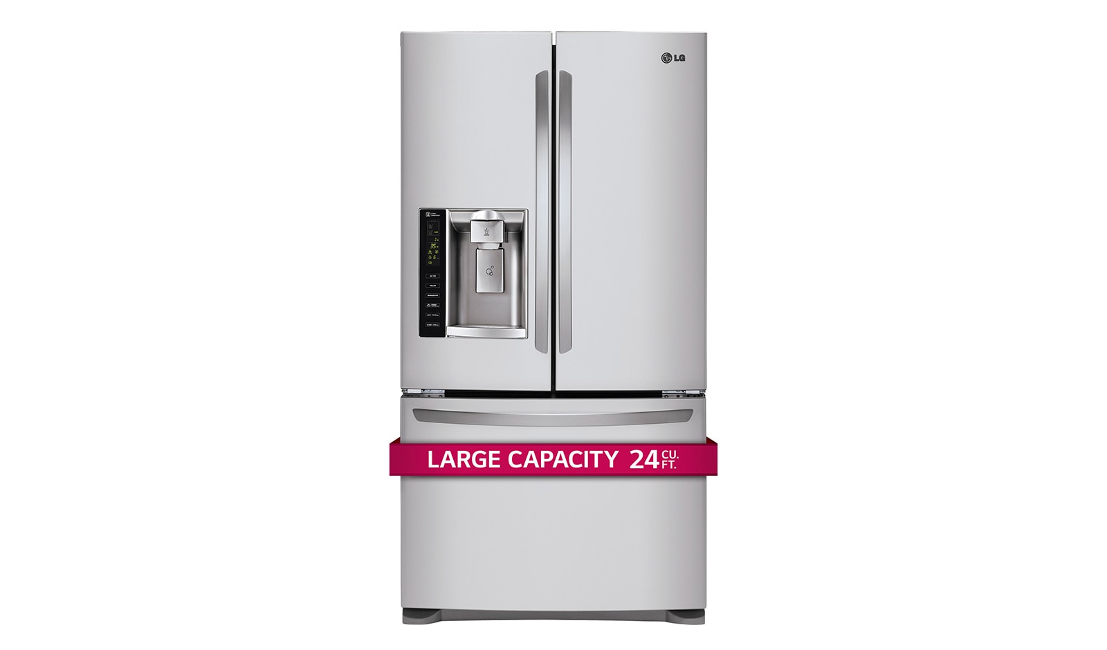 Front view of  24 cu. ft. French Door Refrigerator LFX25974ST