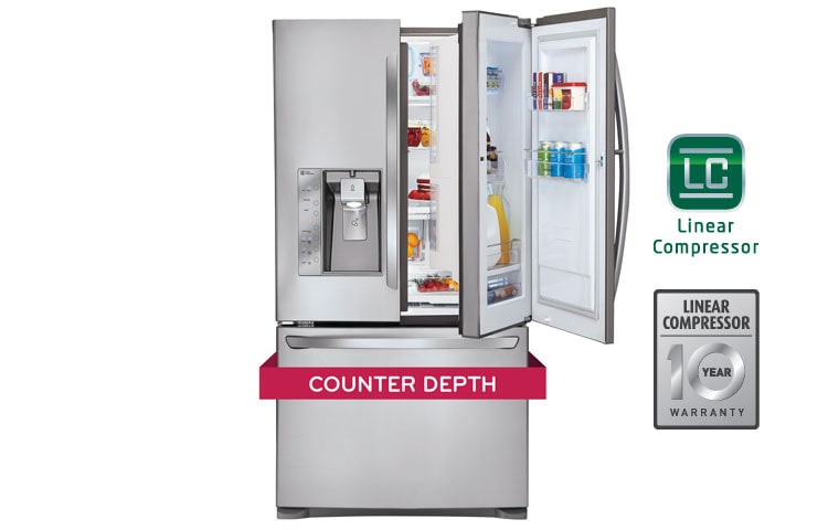 Front view of 36 INCH, 25 CU.FT COUNTER-DEPTH REFRIGERATOR WITH DOOR-IN-DOOR™ LFX25992ST