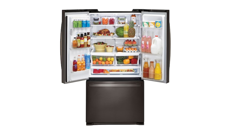 LG 36" Black Stainless Steel French Door Refrigerator with Slim SpacePlus™ Ice System, 27 cu. ft., LFX28968D