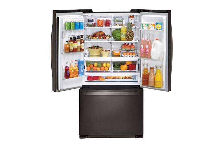 LG 36" Black Stainless Steel French Door Refrigerator with Slim SpacePlus™ Ice System, 27 cu. ft., LFX28968D