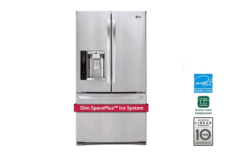 Front view of 36&#34; French Door Refrigerator with Slim SpacePlus™ Ice System, 27 cu.ft. LFX28968ST